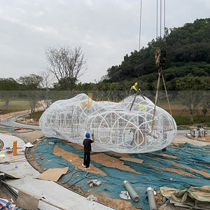 Nuevo Diseño Art Deco, Escultura de Nube Multifuncional de Acero Inoxidable, Resistente al Agua, Pulido Espejo, Montaje en Suelo, para Exteriores - Product Image 1