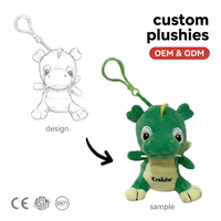 Porte-clés en peluche Dragon Vert personnalisé en promotion, jouet animal en peluche Dragon de Cracovie, mini peluche souple souvenir pour cadeau d'enfant