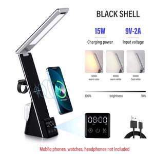 Lampe de bureau LED avec réveil, 3 températures de couleur, gradation progressive, chargement USB, veilleuse, protection des yeux, lampes de lecture de table - Product Image 3