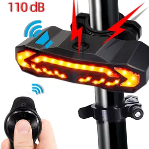 À prova d'água USB recarregável IP65 bicicleta luz traseira bicicleta alarme anti-roubo traseiro levou luz brilhante bicicleta cauda luz
