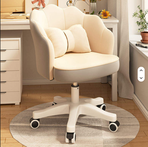 Silla Giratoria Ergonómica Rosa Pastel, Taburete de Tocador Acolchado Suave, Silla de Escritorio para Oficina en Casa, para Habitación de Niña, Salón de Belleza - Product Image 2