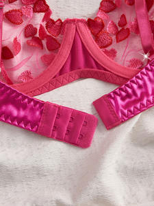 BOON 情人节性感内衣套装 机绣心形设计 氨纶/涤纶混纺 透气透明 提胸 - Product Image 6