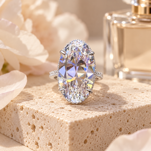 แหวนรูปวงรีสำหรับผู้หญิงแหวนนิ้วแต่งงานแบบเรียบง่าย - Product Image 3