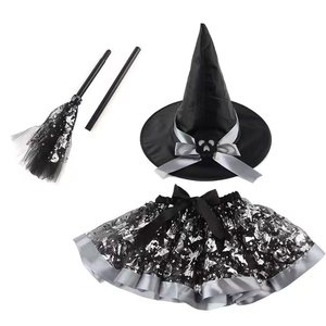 Set di Gonna Tutu in Rete Stampata con Motivi di Zucca e <span class=keywords><strong>Scopa</strong></span> da <span class=keywords><strong>Strega</strong></span> per Halloween, per Adulti, Vendita all'Ingrosso - Product Image 6
