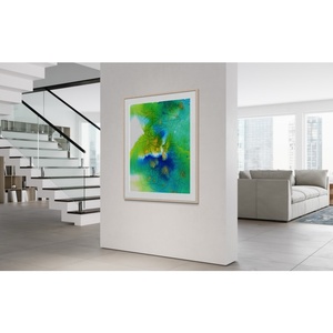 Ink <b>Art</b> <b>Canvas</b> <b>Wall</b> Hanging Of Blue Green <b>Abstract</b> For Contemporary <b>Wall</b> <b>Art</b> And Artistic Interior Flair - Product Image 3