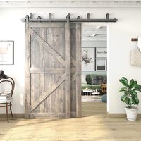 Vente en gros de matériel pour porte de grange en acier au carbone 6,6 pieds/2m Kit de quincaillerie pour porte de grange coulissante à double voie de contournement
