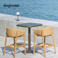 Table haute ronde vert foncé résistante aux intempéries, table de cocktail compacte à pied unique pour café, jardin, terrasse