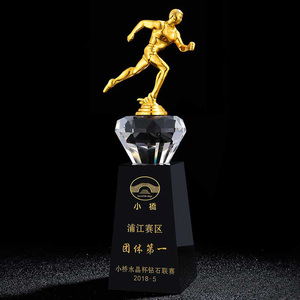 Aduana <span class=keywords><strong>de</strong></span> Metal plateado hombre corriendo deportes reproductor <span class=keywords><strong>de</strong></span> premios <span class=keywords><strong>de</strong></span> cristal - Product Image 3