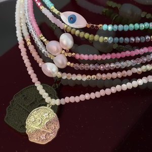 Collar con cuentas de piedra Natural a la moda, collar de perlas de cristal colorido, joyería hecha a mano para mujer Uionen 724 - Product Image 1