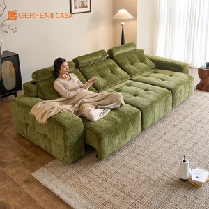 Electric Sofa <strong>Bed</strong> <strong>Recliner</strong> Sleep Smart All-in-one Dual-use Multi-function Medieval Style Foldable Living Room Sofa Set Wood - Product Image 1
