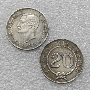 1906,1910,1911,1913,1915,1920(H) Sarawak 20 cents pièces commémoratives de style antique, cadeaux, décoration de la maison - Product Image 4