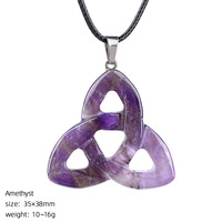 Offre Spéciale : Pendentif en Améthyste Naturelle, Nœud Celtique Irlandais Semi-Créatif, Pierre de Guérison en Cristal pour Collier DIY ou Cadeau Tendance