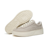 Chaussures décontractées polyvalentes pour hommes, tendance estivale, couleur unie, en cuir véritable, style rétro, baskets durables à plateforme et semelle épaisse, personnalisables en usine
