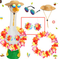 Tenues Hawaïennes Luau pour Oies de Porche, Vêtements de Statue de Jardin d'Été, Guirlande Lei, Costume pour Fête en Plein Air, Décoration de Jardin