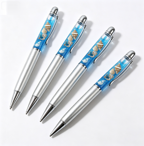 Bolígrafo de Metal Giratorio con Líquido Flotante y Diseño de Concha Marina, Tinta Negra y Azul, Logotipo Serigrafiado, Ideal para Fiestas en la Playa y Material Escolar - Product Image 4