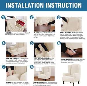 Fodere per fodere per sedie ad ala per sedia Wingback copridivano elasticizzato in 1 pezzo morbido Spandex Jacquard a quadri - Product Image 4