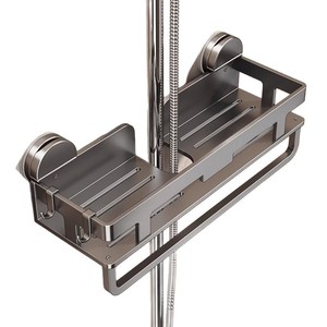 Shower Rod Soap Dish Tray Wall Mounted Rectangular Durable Bathroom Storage Corner Mount 4-7.9in Depth - Product Image 5