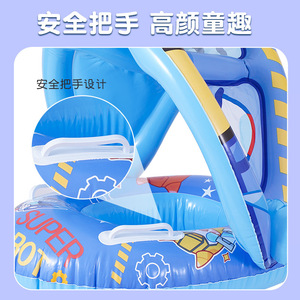 Flotador Inflable de Unicornio 73x64cm para Niños, Juguete Acuático con Asa y Diseño de Dibujos Animados - Product Image 5