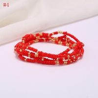 G441 80cm 40 couleurs perles de taille africaines chaînes de ventre bijoux de corps style bohème élastique coloré perles de riz chaîne de taille