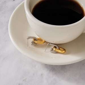 Geometric Hoop Earrings Gold Silver Tone Stainless Steel Women's Everyday Wear - Product Image 4