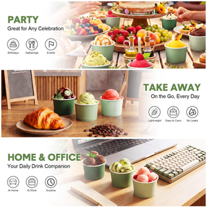 Custom Logo Eco-Friendly Biodegradable Recyclable Food Grade PE Coated Yogurt Salad Dessert Ice Cream Paper <b>Cups</b> With Lid - Product Image 4