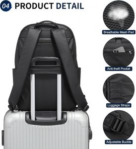 20L Casual Travel Laptop Backpack Soft Smooth Crossbody Flight Approved Water Resistant Lightweight Polyester for <b>Men</b> and Women - Product Image 6