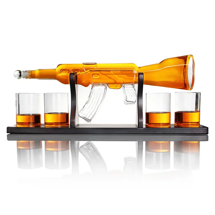 Arma Em Forma De Garrafas De Vidro 200ml Única Em Forma de Arma Vazia Tequila Álcool Brandy Vodka Uísque Garrafa De Vidro para Bebidas Pacote presente