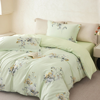 Parure de lit Alenhome 100% coton, 4 pièces, nouvelle collection, imprimé floral pastoral, housse de couette, drap plat, toutes saisons, linge de lit pour la maison et le dortoir