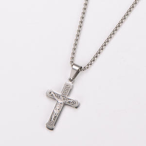 Collier Pendentif <span class=keywords><strong>Croix</strong></span> Crucifix Chrétien Classique en Acier Inoxydable Jésus Bijou <span class=keywords><strong>de</strong></span> Mode pour Hommes Vente en Gros - Product Image 4