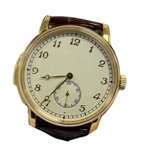 Classic Men's Vintage Dress Mechanical <b>Watch</b> Round Gold <b>Case</b> Brown Crocodile Leather Strap Small Second Subdial Elegant <b>Watch</b> - Product Image 3