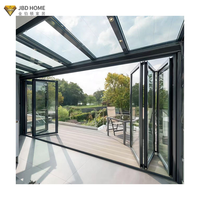 Porte pliante certifiée anti-ouragan américaine, cadre en aluminium, double vitrage trempé, portes pliantes en deux parties