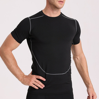 T-shirt de compression personnalisé pour hommes, séchage rapide, anti-transpiration, respirant, extensible dans quatre directions, manches courtes, Spandex/Polyester