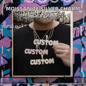 Custom <b>Name</b> Moissanite Letter Pendant Cuban Link <b>Chain</b> Iced Hip Hop Charm Necklace Silver Party Unisex - Product Image 2