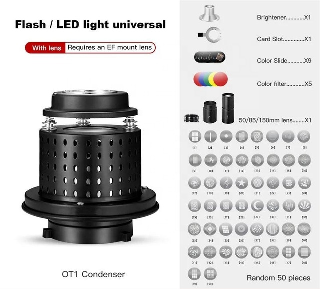 Projection Lens with Bowens Mount Optical Snoot with 50mm /85mm /150mm Lens for Godox Flash Light Photography Accessories