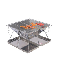 Barbecue pliable d'extérieur en acier inoxydable, poêle à bois portable, support de barbecue de camping, foyer