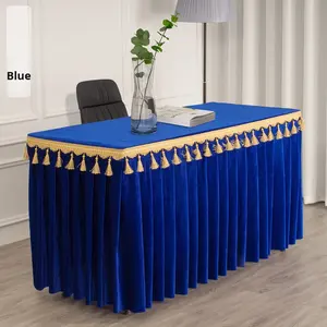 <span class=keywords><strong>Mantel</strong></span> Rectangular Moderno de Terciopelo de Poliéster Personalizado <span class=keywords><strong>con</strong></span> Borde de Borlas para Reuniones y Exposiciones - Product Image 5
