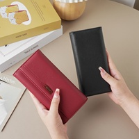 Portefeuille long pour femme en cuir synthétique PU, avec poche à monnaie, grande capacité, plusieurs emplacements pour cartes, sac à main pour femme