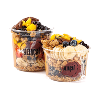 Logo personnalisé écologique 8oz 12oz 16oz 24oz Bol à smoothie en plastique jetable transparent pour salade de yaourt aux fruits Bols à emporter Acai