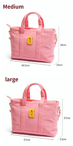 Custom DIY Embroidery Letter Waterproof Foldable Portable <b>Large</b> Capacity Corduroy Tote Bags Women's Fashion Durable Handbags - Product Image 6