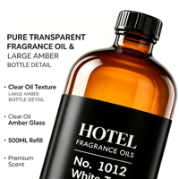 Recharge d'huile parfumée pour diffuseur d'hôtel au thé blanc de luxe, flacon OEM ambré opaque, parfum longue durée, compatible avec les machines à arômes pour la maison et le spa