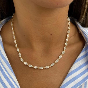 Marquise Cut Moissanite Diamond Tennis Link <b>Necklace</b> 925 Sterling Silver Dainty <b>Statement</b> <b>Necklace</b> Wedding Engagement Gift - Product Image 5