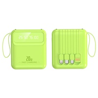 Batería Externa Portátil de Plástico de 20000 mAh con Carga Rápida de 10 W, Cuatro Cables Integrados y Logotipo Personalizable