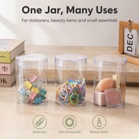 Pot d'emballage cylindrique transparent en plastique PS blanc avec couvercle à clipser, modèle JNH-012, pour biscuits, mousses, gâteaux, bonbons, papeterie et produits de beauté