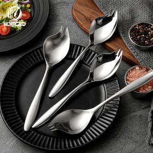 Cuillère à salade et pâtes moderne en acier inoxydable 316 à long manche, plaquée argent, poli miroir, résistante à la chaleur, compatible lave-vaisselle, usage domestique - Product Image 1