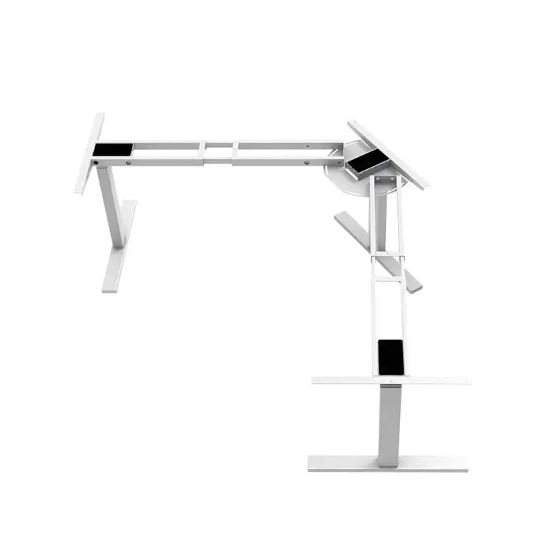 Mesa elevable en forma de L con patas de acero para Director de ordenador de oficina