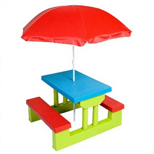 Believe Modern Outdoor Kids <b>Plastic</b> <b>Chairs</b> and Tables Set with Umbrella Removable Polypropylene School-<b>Dining</b> Furniture Model 01 - Product Image 3