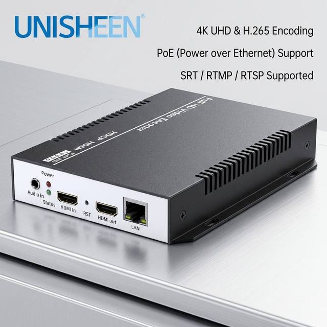Unisheen 4K Ultra HD H.265 PoE HDMI Video Encoder With Loopout for YouTube Facebook Live Streaming