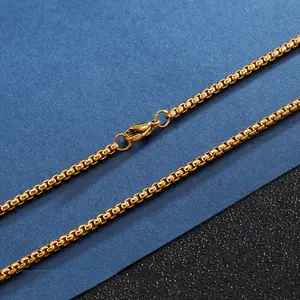 Cadena de eslabones de titanio para hombre y mujer, accesorio cuadrado de acero inoxidable con perlas