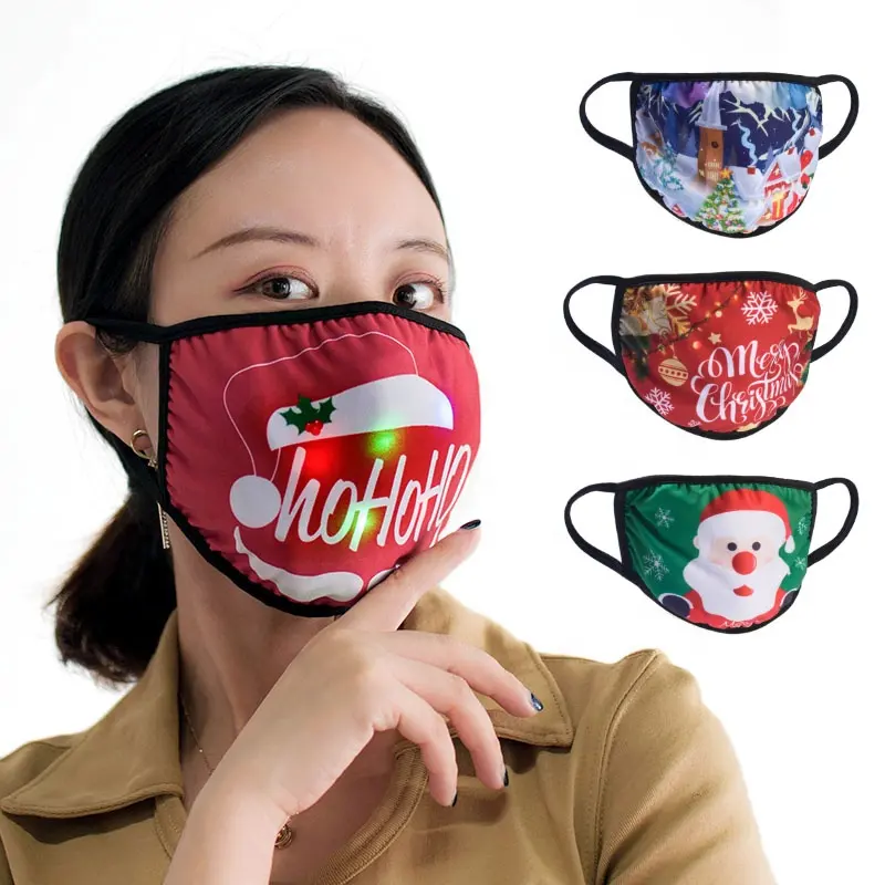 Hoge Kwaliteit Gezichtsmasker Out Deur Gedrukt Led Licht Facemask Christmas Party Herbruikbare Masking