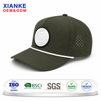 Casquette de baseball X&K personnalisée respirante blanche et vert olive imperméable avec logo brodé, patch tissé, trou découpé au laser et corde, idéale pour le golf